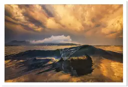 Belle vague - paysage mer coucher de soleil