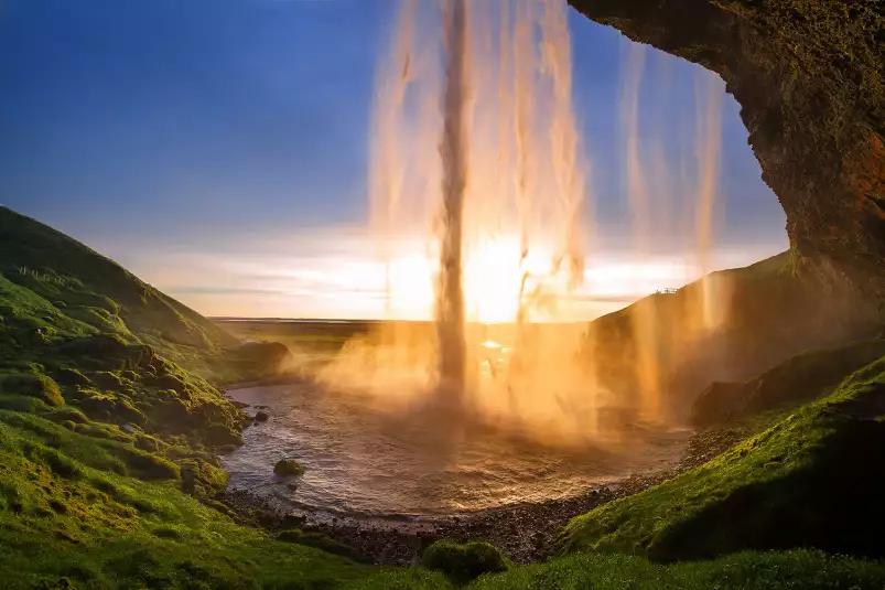 Seljalandsfoss - paysage coucher de soleil