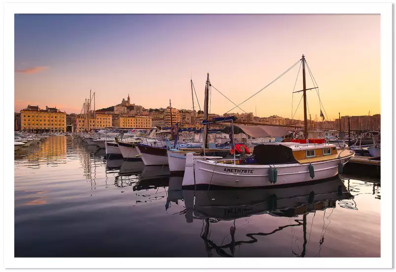 Le port et ses pointus - affiche Marseille