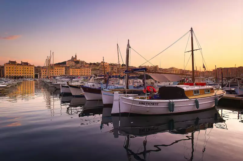 Le port et ses pointus - affiche Marseille