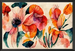 Coquelicot et aquarelle - tableaux fleurs