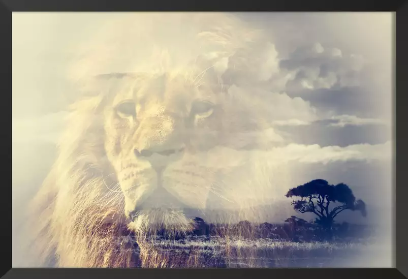 Lion and Mount Kilimanjaro - poster lion