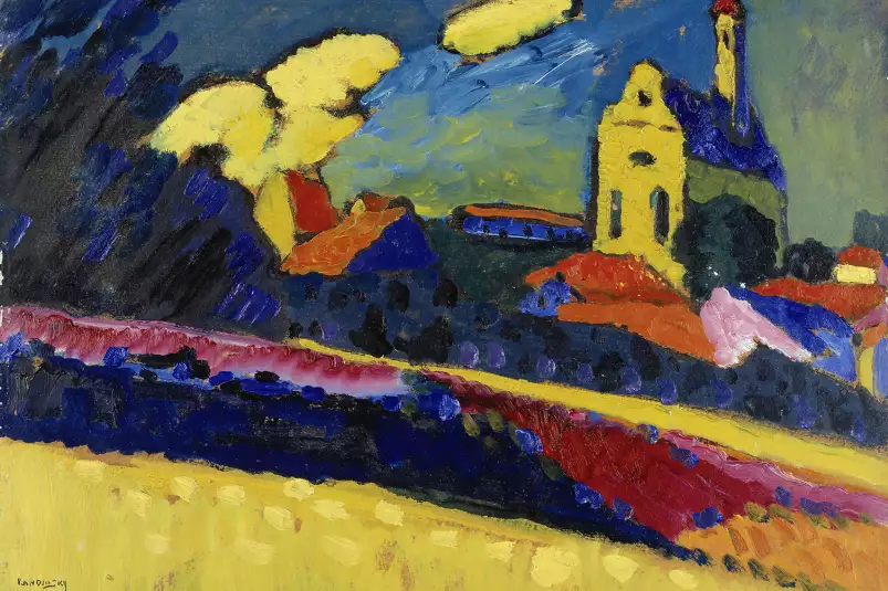 Kandinsky - murnau, paysage avec eglise - tableau celebre