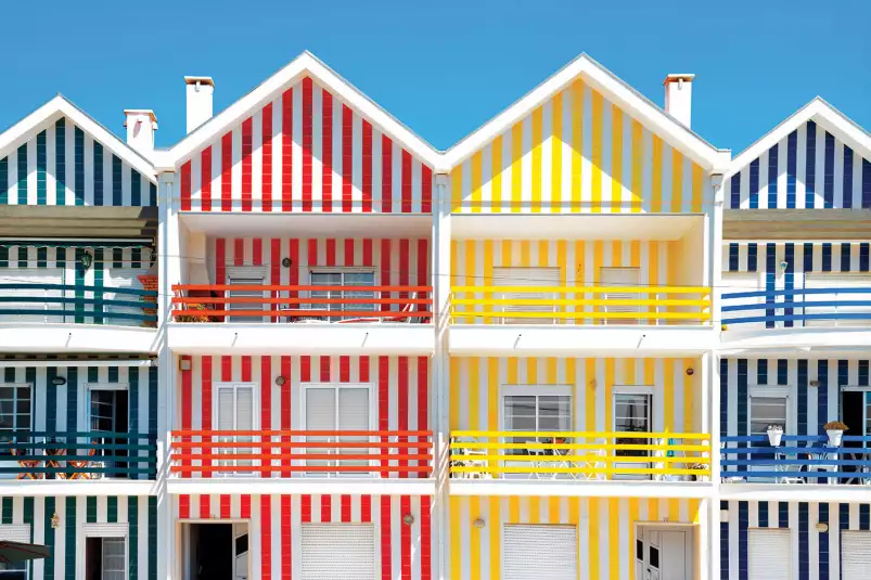 Houses of Striped Colors - poster ville du monde