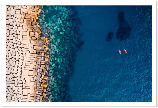 Digue vue d'en haut - tableau bord de mer