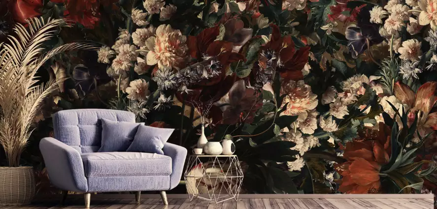 Romantic garden - papier peint fleuri