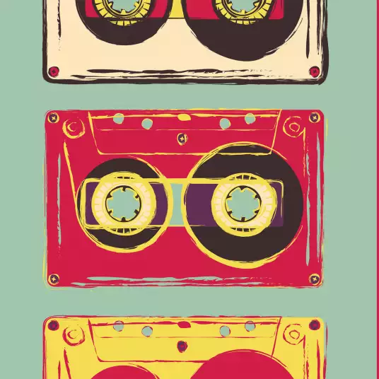 Cassettes audio - papier peint année 70 80