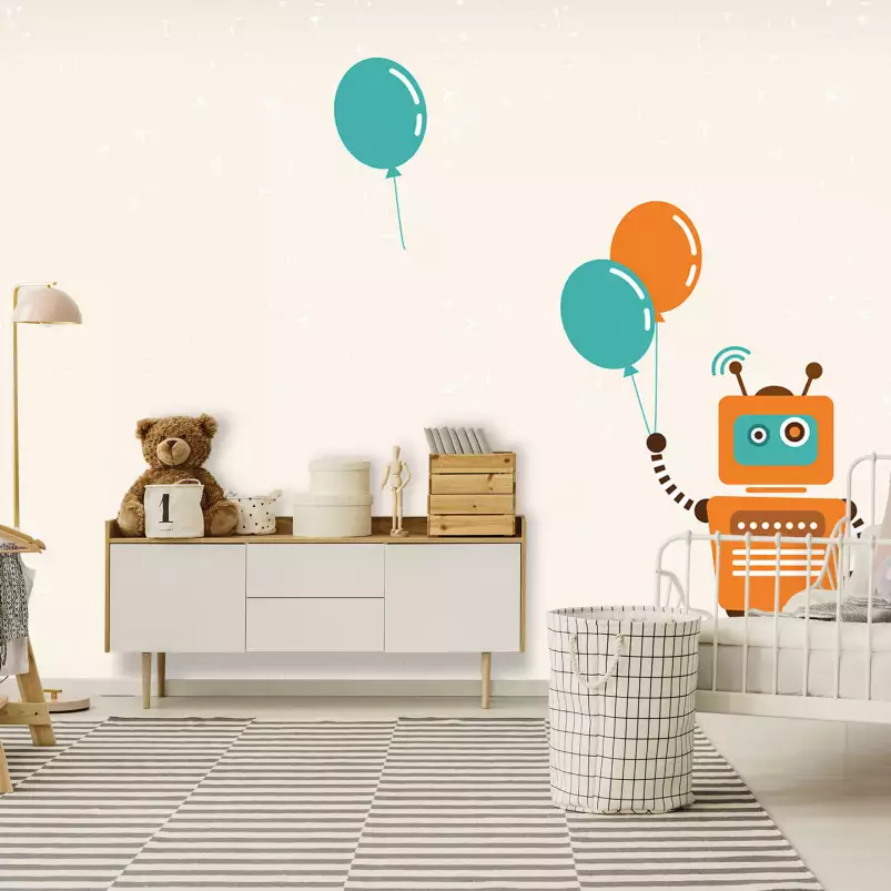 Robot avec ballons  - papier peint enfant