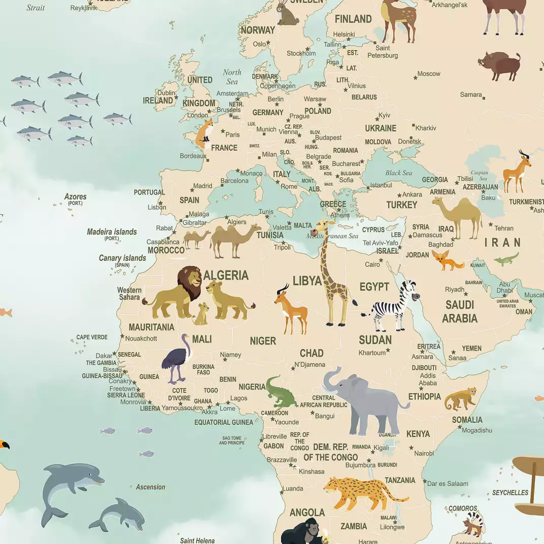 Planisphère Panoramique Enfant Carte du Monde World Map - Audella
