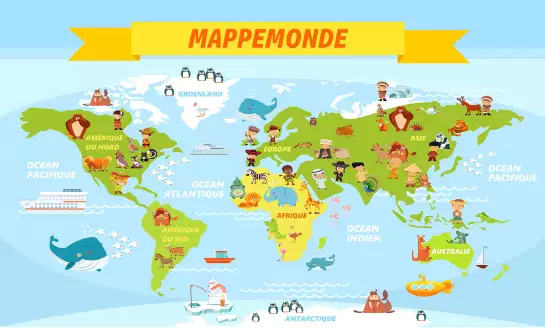 Mappemonde ludique - papier peint carte du monde