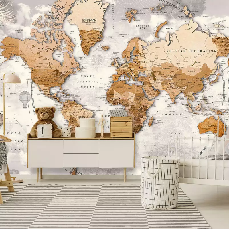 Papier peint design Vieille carte du monde - Carte du monde - Papiers peints