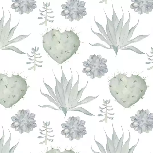 Cactus et fleurs - papier peint plante