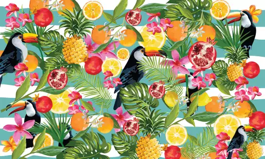 Toucan fruité - papier peint oiseaux