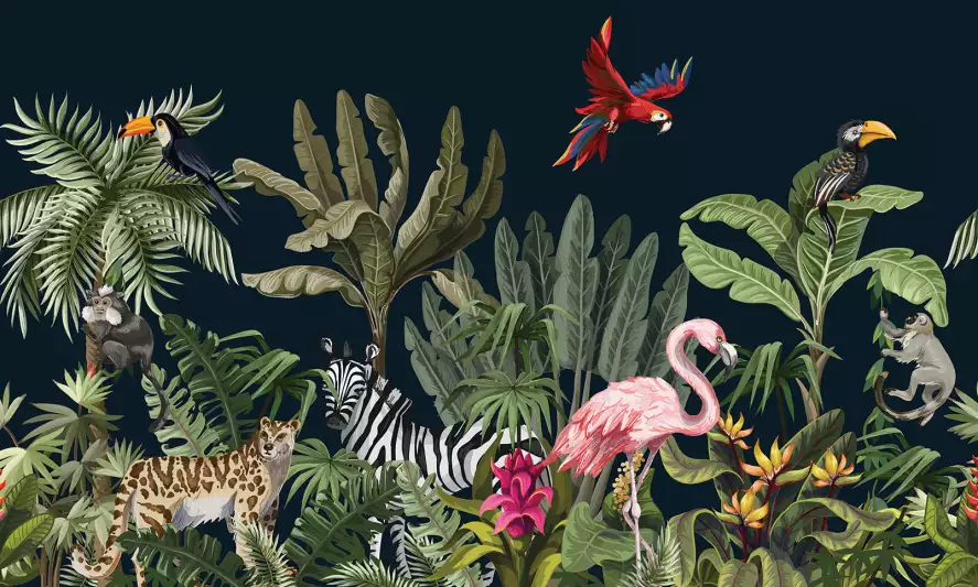 Jungle friends - papier peint oiseaux