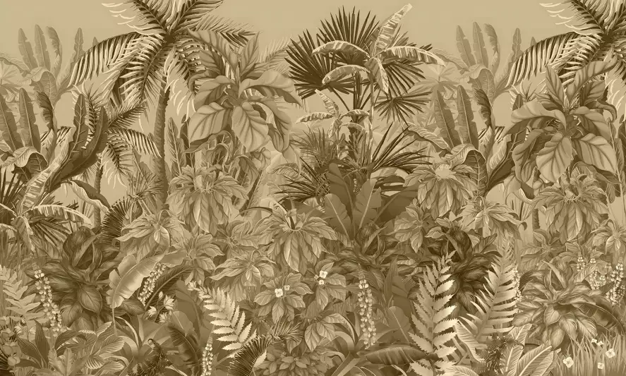 Jardin tropical - papier peint feuille