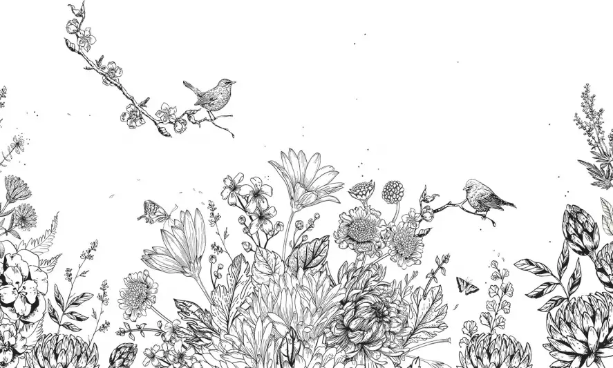 Floral et oiseau - papier peint fleuri