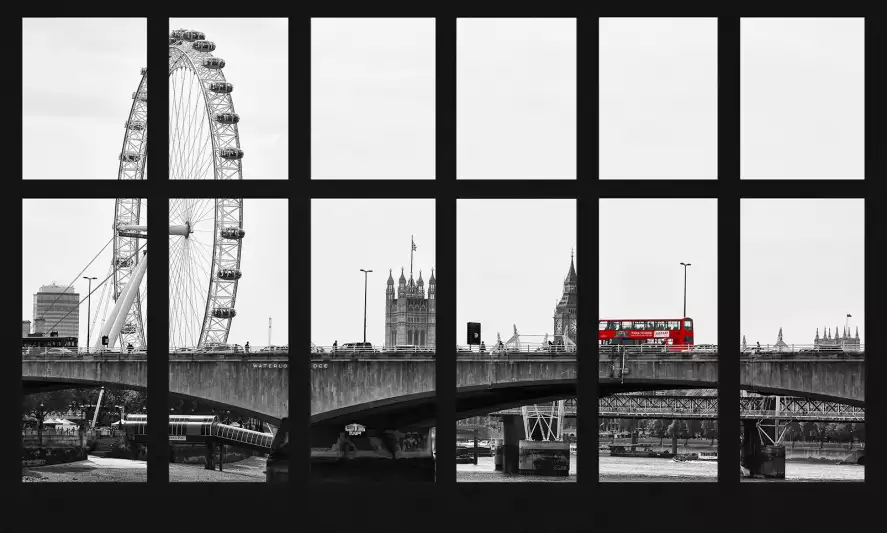Londres - papier peint panoramique ville noir et blanc