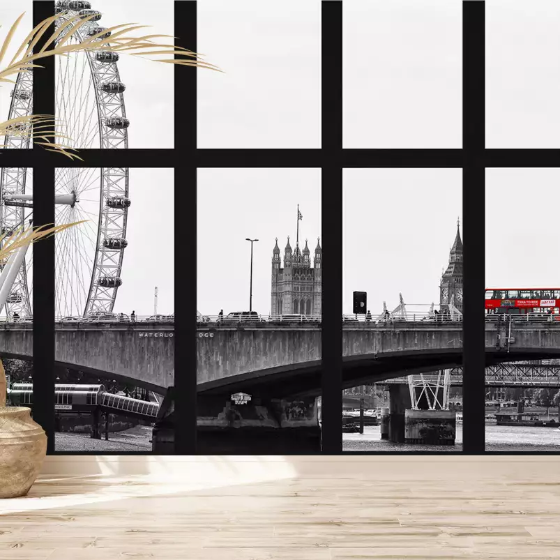 Londres - papier peint panoramique ville noir et blanc