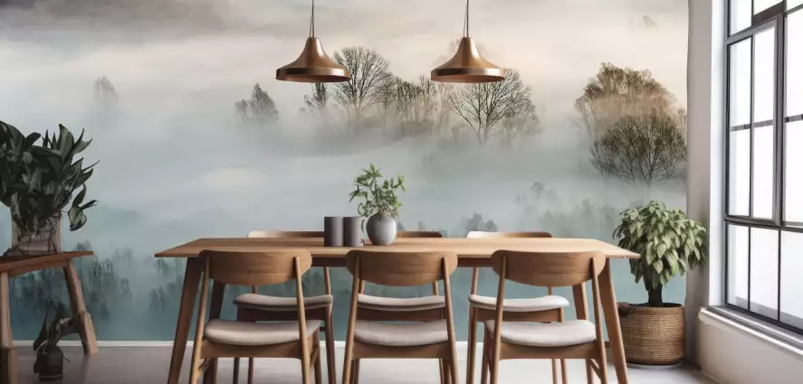 Brouillard - papier peint forêt