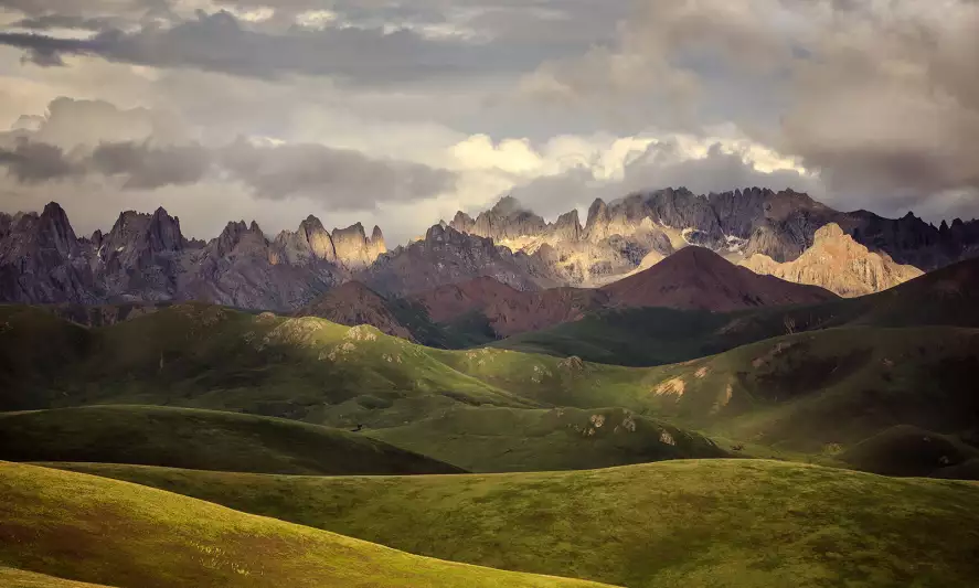 Plateau tibetain - papier peint panoramique montagne
