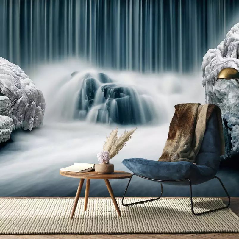 Cascade de glace - papier peint panoramique montagne