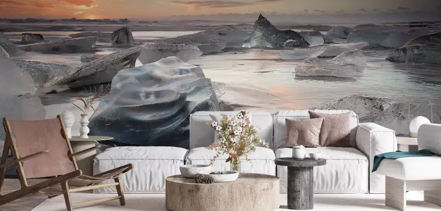 Lagon glace - papier peint panoramique paysage