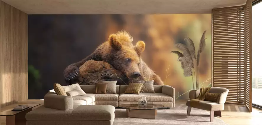 Portrait d'ours - papier peint panoramique animaux de la foret