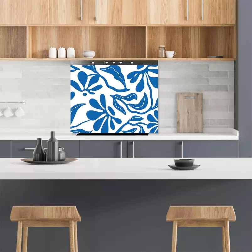 Blue Matisse - fond de hotte decorative