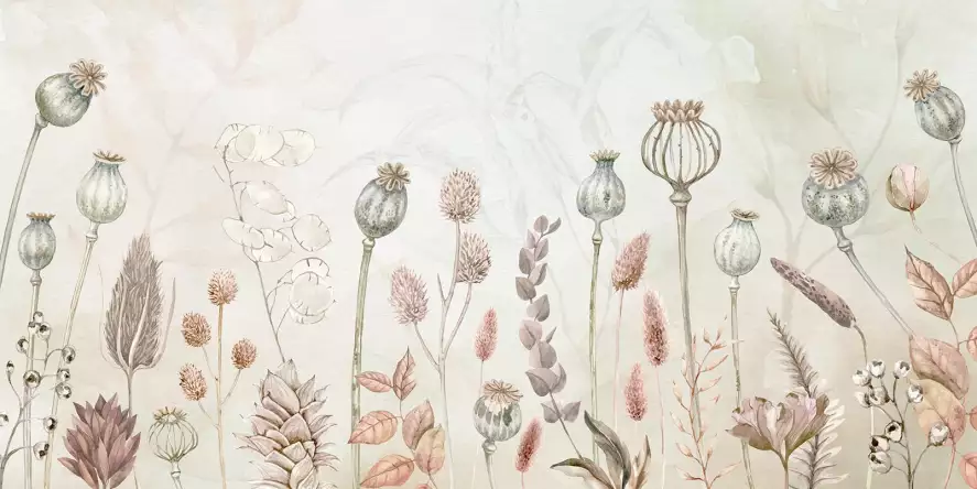 Fleurs à la craie - papier peint fleuri vintage