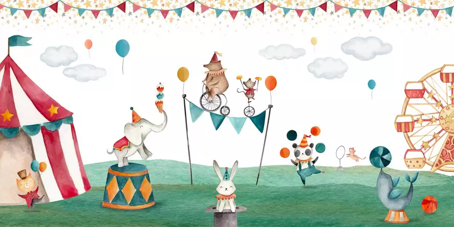 Joyeux cirque - papier peint enfant animaux