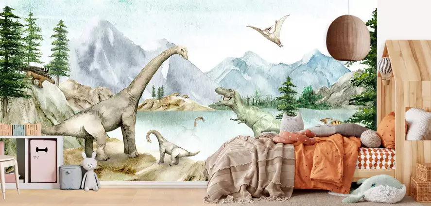 Dino lac - papier peint enfant animaux