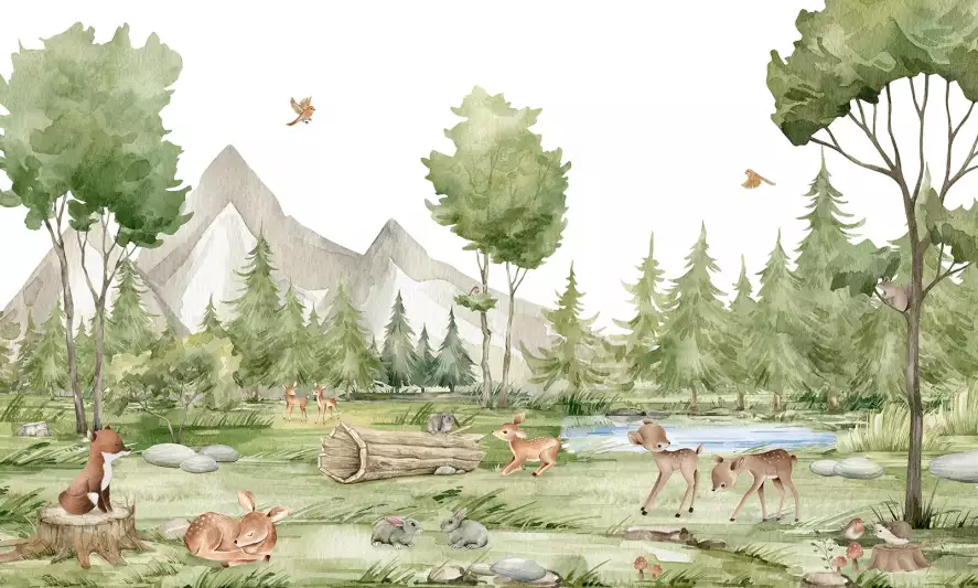 Les joyeux lapins de la forêt - papier peint enfant