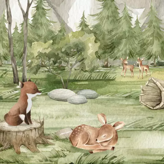 Les joyeux lapins de la forêt - papier peint enfant