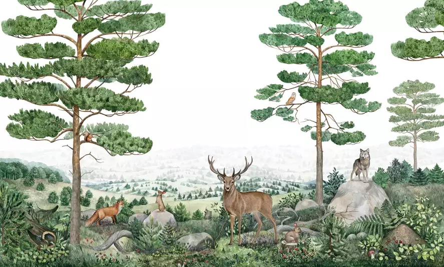 La colline aux animaux - papier peint enfant