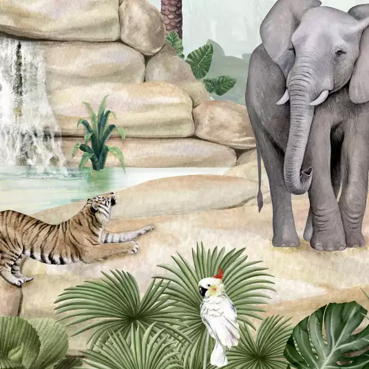 Oasis sauvage - papier peint enfant animaux