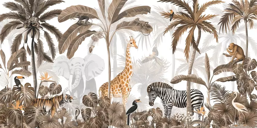 Refuge tropical - papier peint enfant animaux