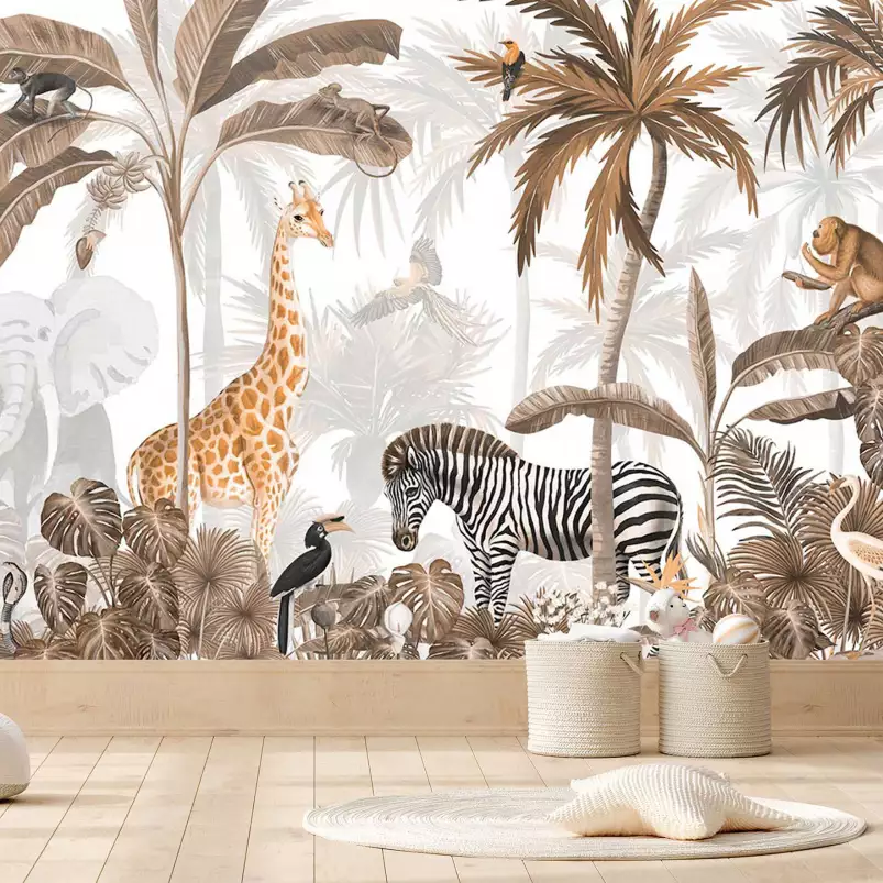 Refuge tropical - papier peint enfant animaux