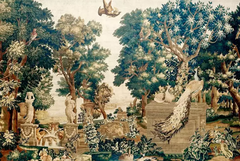 Paons dans un parc - tapisserie baroque