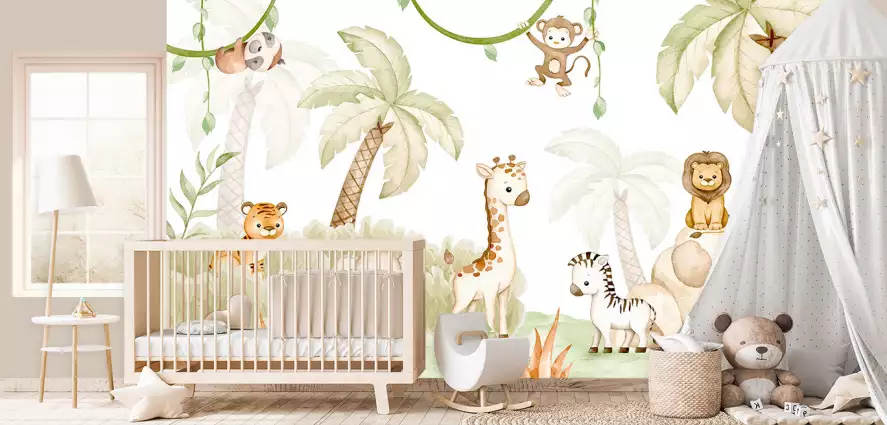 L'aventure de la jungle - papier peint chambre bébé