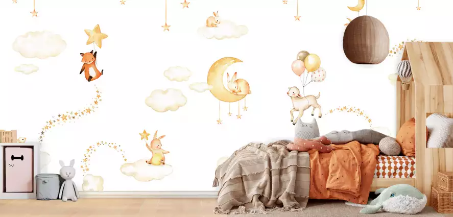 Doux rêves blancs - papier peint chambre bébé