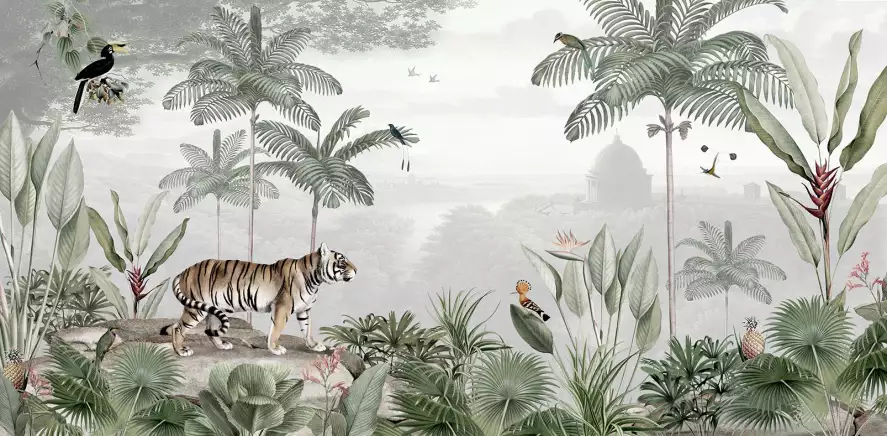 Tigre tropical - papier peint ethnique