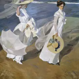 Balade au bord de l'eau de Sorolla Joaquin - affiche de tableau celebre