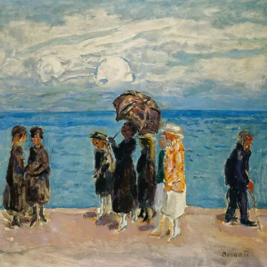 Promeneurs au bord de la mer de Pierre Bonnard - affiche de tableau celebre