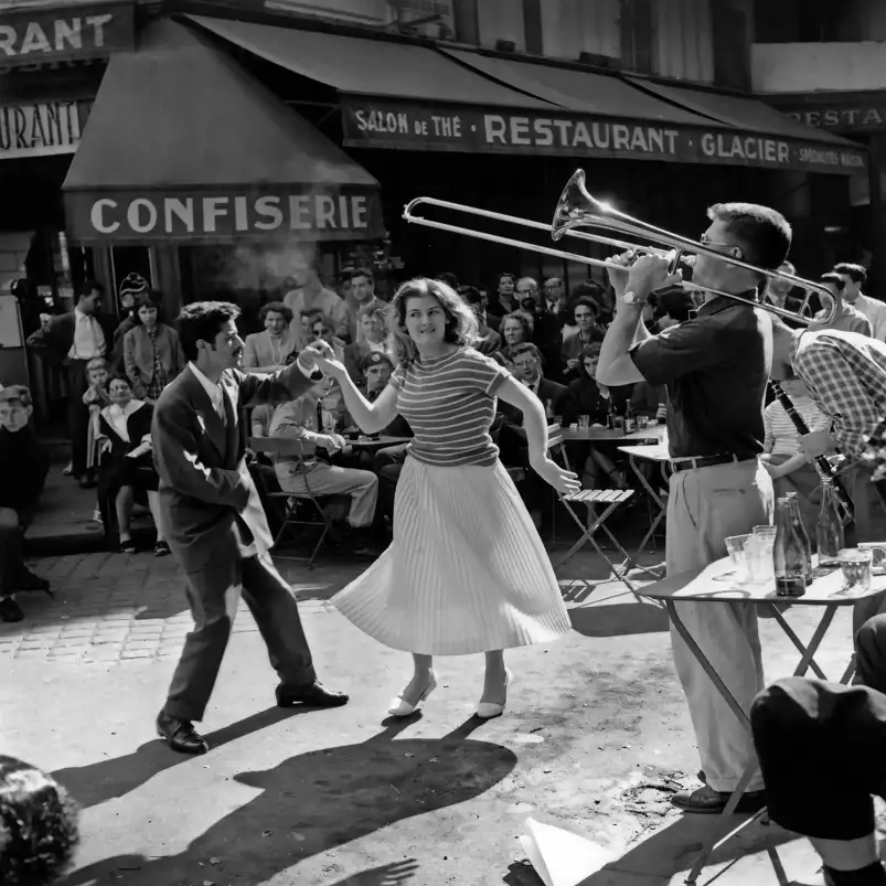 Bal du 14 juillet - affiche vintage noir et blanc