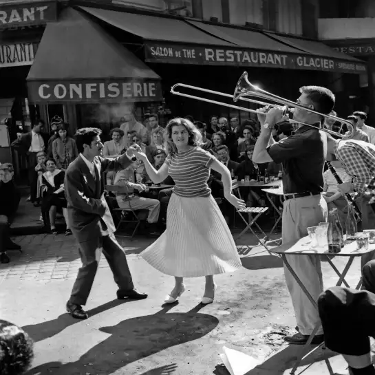 Bal du 14 juillet - affiche vintage noir et blanc