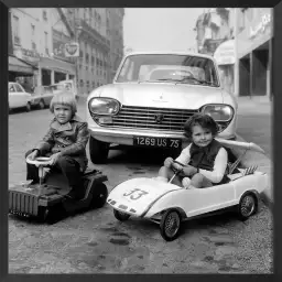 Petits garçons Paris 1969 - affiche noir et blanc