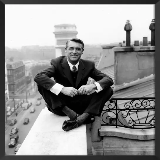 Cary Grant à Paris - photo acteur noir et blanc