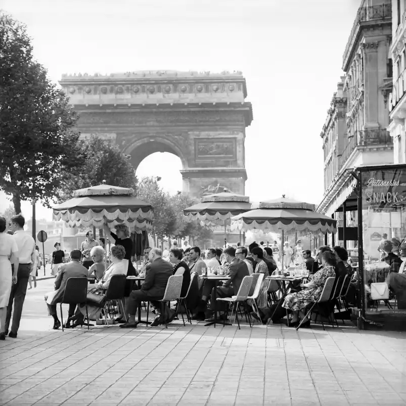 café sur les champs Elysées - affiche vintage paris