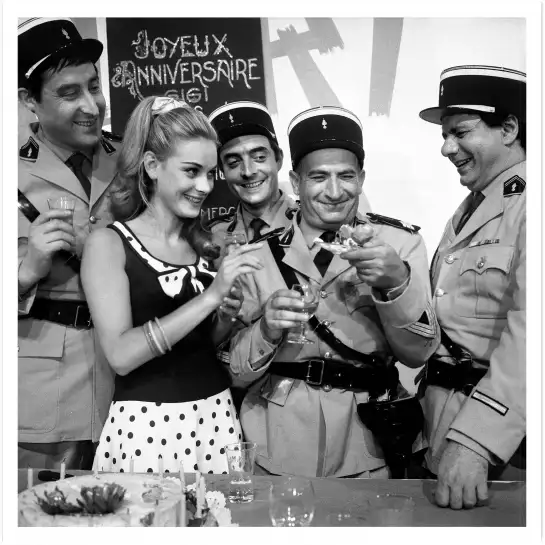 Photo de l'équipe, Les gendarmes à St Tropez - photos acteurs noir et blanc
