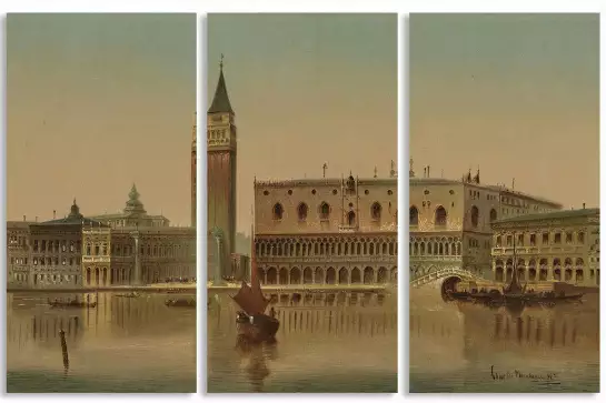 Karl Kaufmann - Venise - Vue du Palais des Doges et de la Piazzetta - tableau celebre